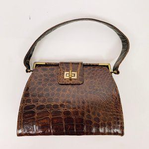 Vintage 50s /60s brown croc leather purse